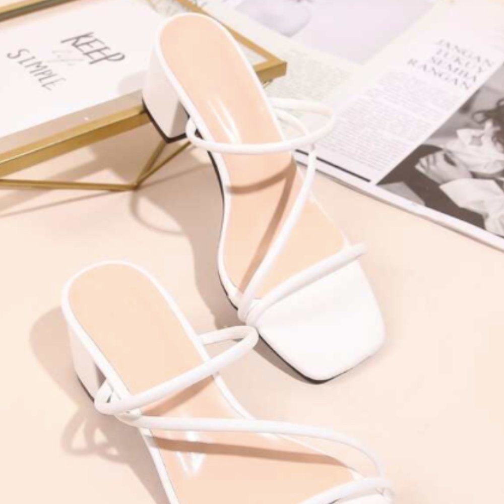 White Minimalist Strappy Sandal Mules (Size EUR 41/US 9)
